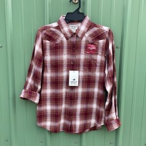 Women’s Ariat Country Western Cowgirl Cotton Flannel Shirt Size M